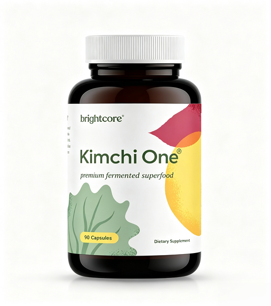 Kimchi One Powder Probiotic Capsules for Gut Health Overall Well Being 90Ct | Fermented kimchi powder with live probiotics, digestive enzymes & antioxidants. Gluten-free, 100% vegan. 90 capsules.
